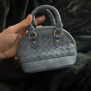 Small Women's Blue Woven Satchel Handbag